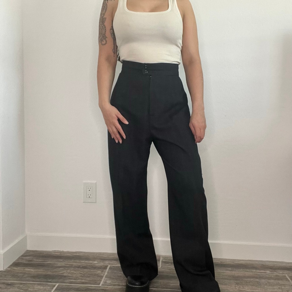 Y2K‎ XOXO Gray Plaid High Rise Wide Leg Trousers Waist 27 Baggy Pleated - Picture 4 of 12